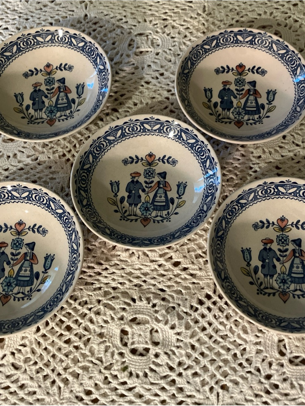 Johnson Brothers Staffordshire Old Granite Hearts & Flowers Fruit Dish Lot of 5